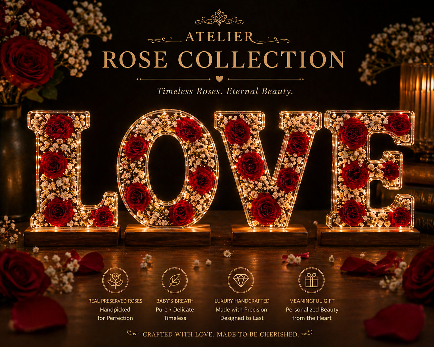 7" x 7" - 3D Floral Letters Collection