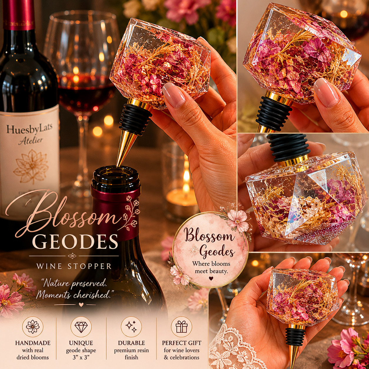 Blossom Geode™ Wine Stopper