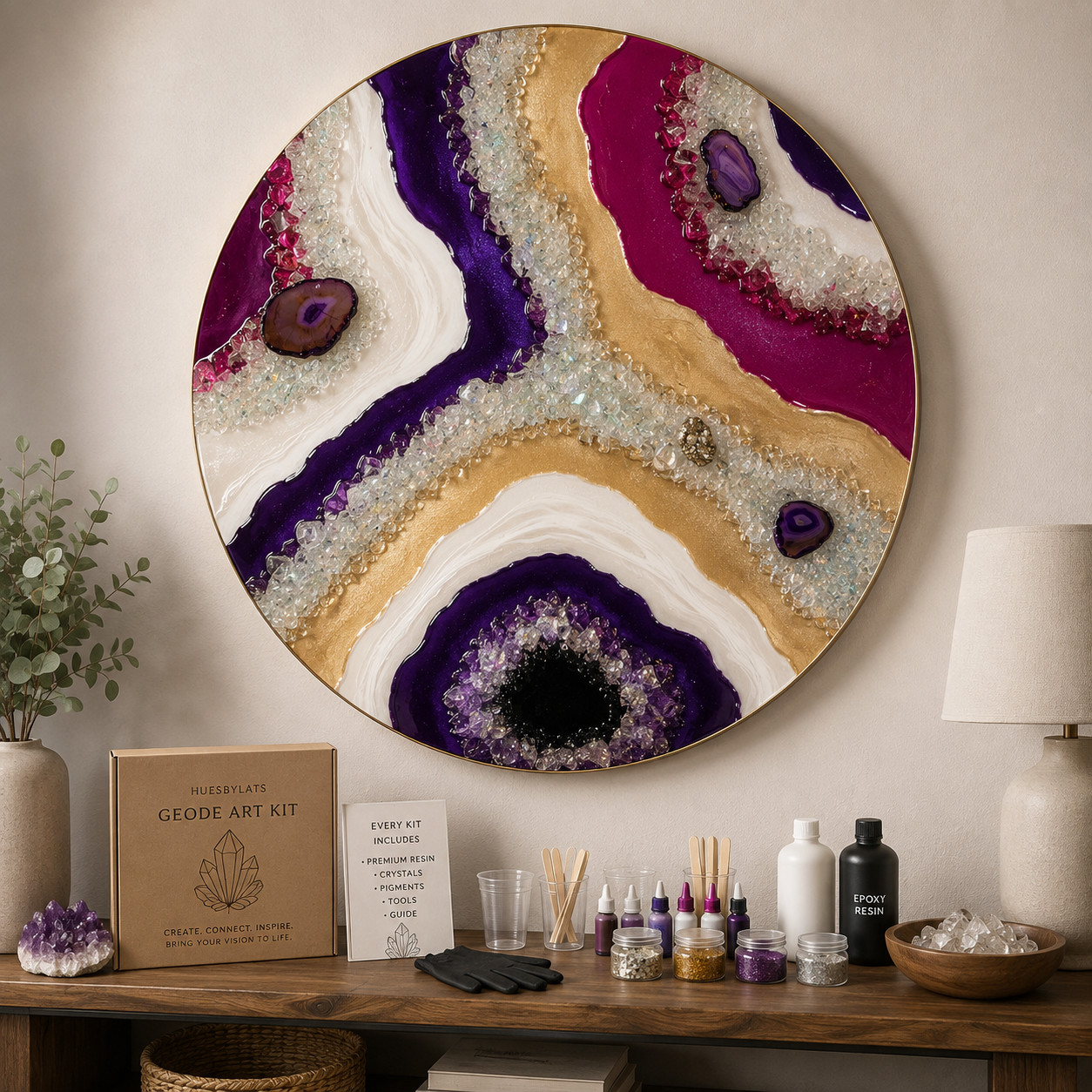 Circular Geode Wall Art Kit 16"