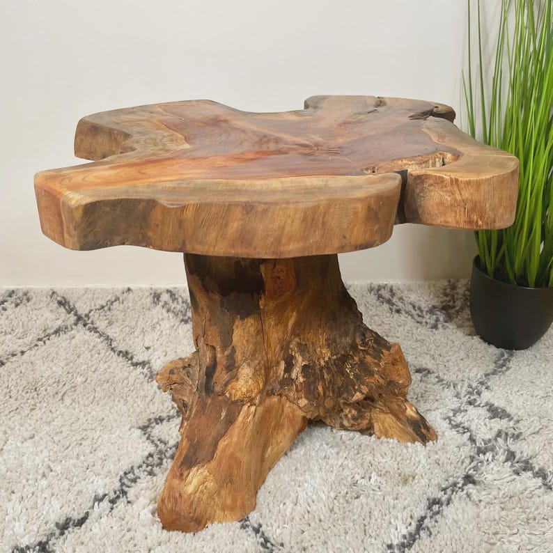 Hand-Carved Teak Root Mushroom Table